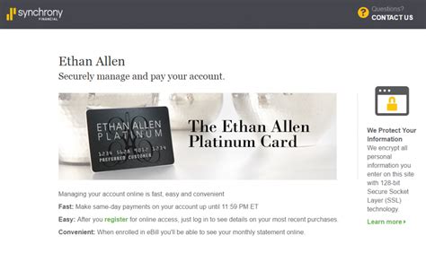 ethan allen credit card payment